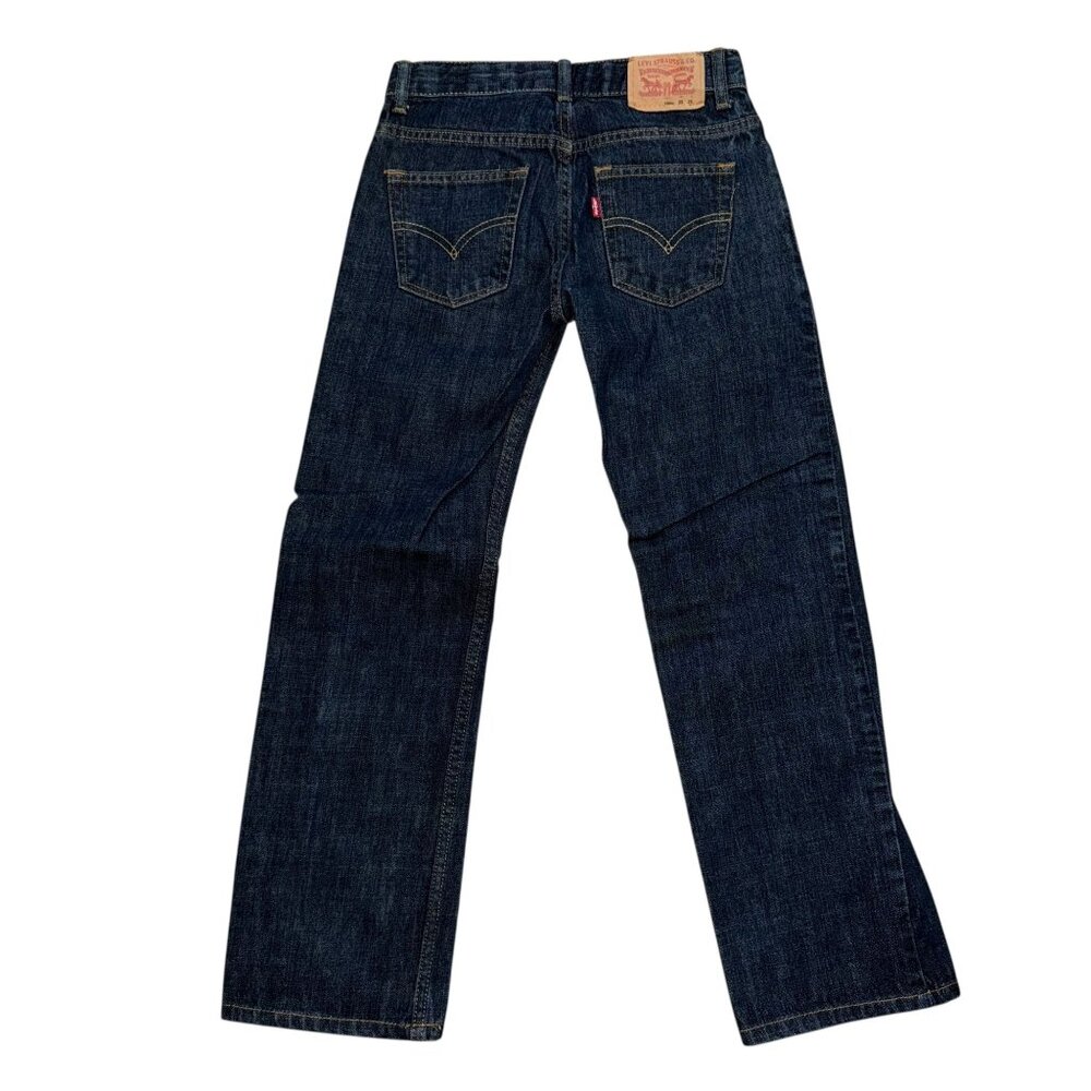 Levis 505 Regular Straight Leg Jeans Big Boys 10 Reg 25 25 Dark Wash Pockets - Picture 5 of 8